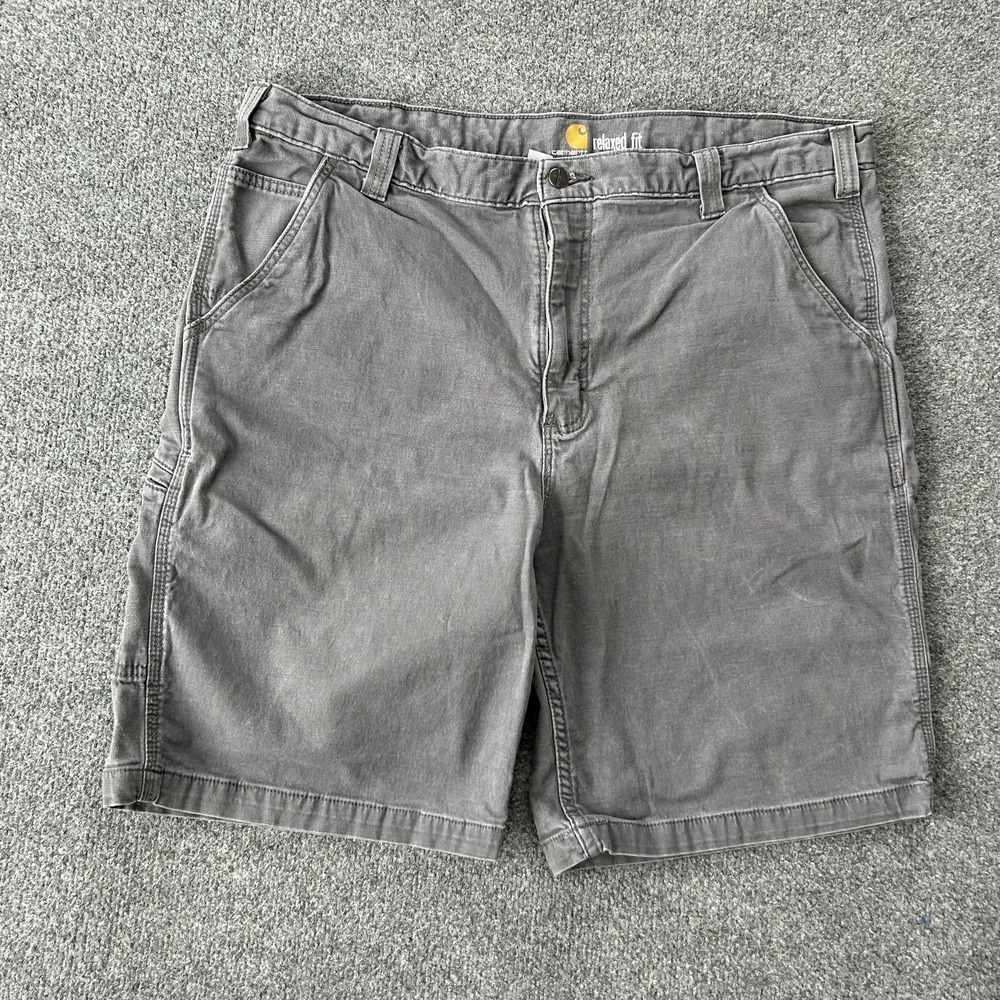 Carhartt Chino Shorts Mens 40 Gray Relaxed Fit Canvas Work Utility 9‎ Inseam